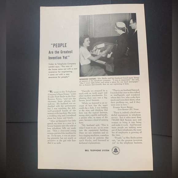 Vintage 1956 Bell Telephone Paeople Are The Greatest Invention Ad Advertisement